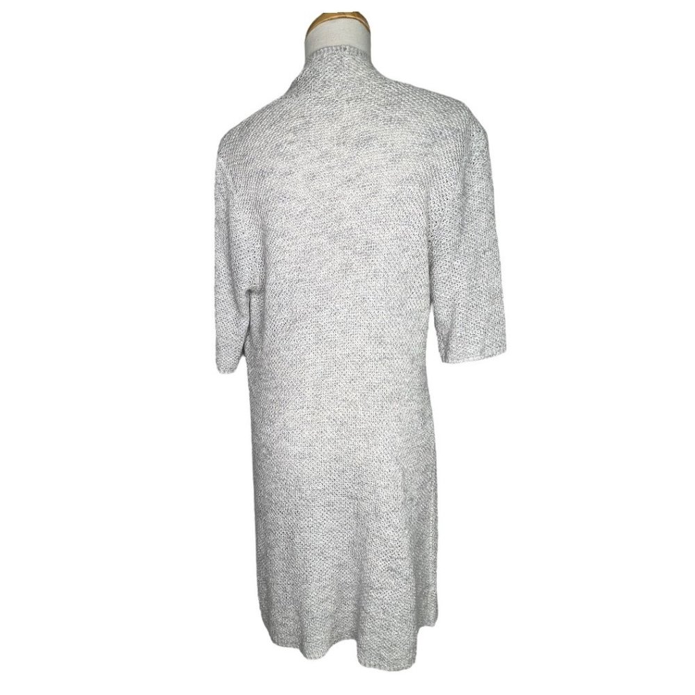 Eileen Fisher Open Front Long Tunic Knit Top Short Sleeves Cream Size S - Picture 6 of 10